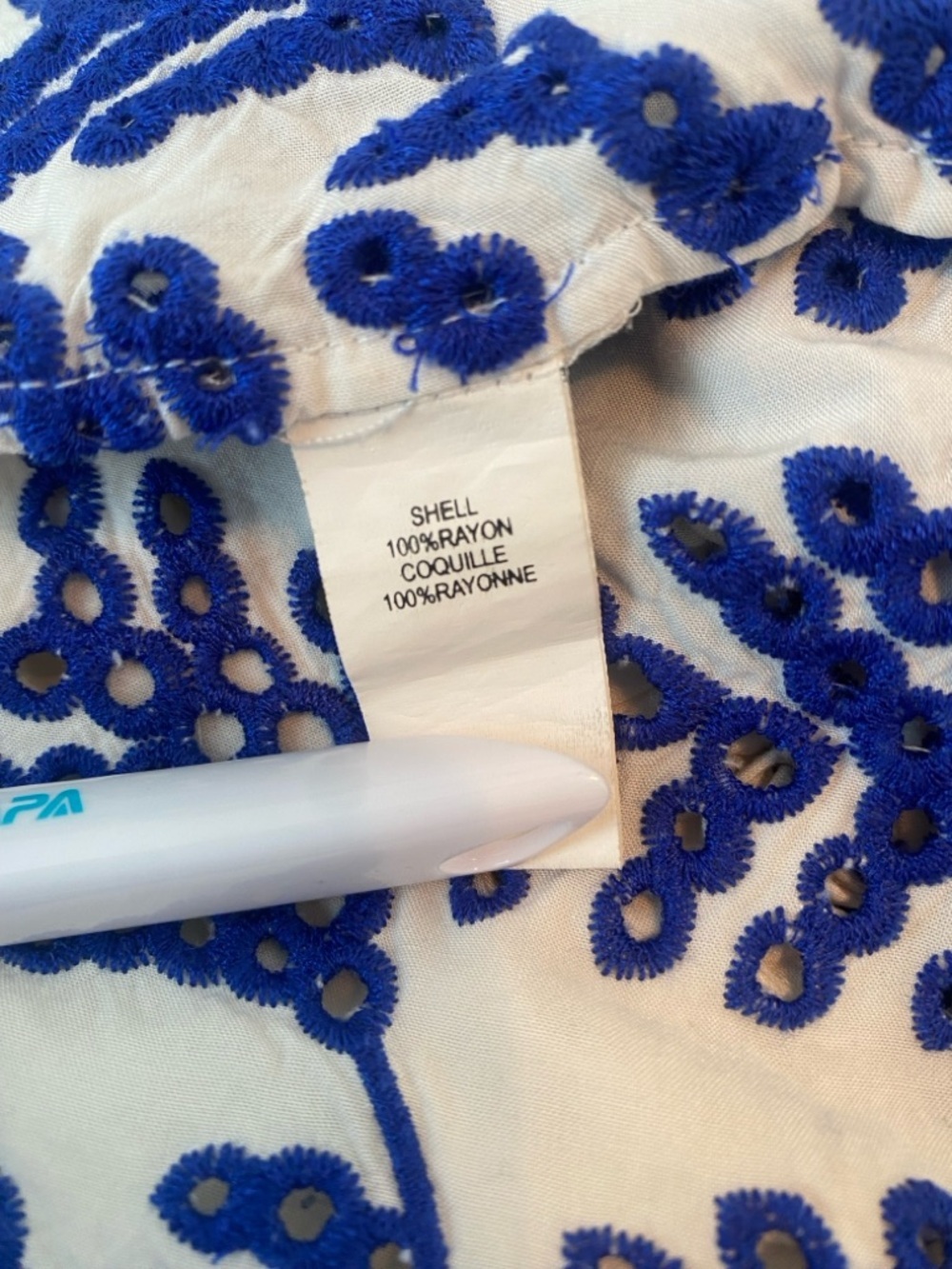 Ramy Brook Zena Embroidered Off Shoulder Mini Dress Blue and White Size XS - Picture 10 of 11